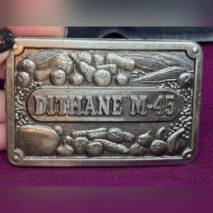 Vtg Dithane Rohm & Haas Farming Vegetables Belt Buckle Koleaco Dallas S103